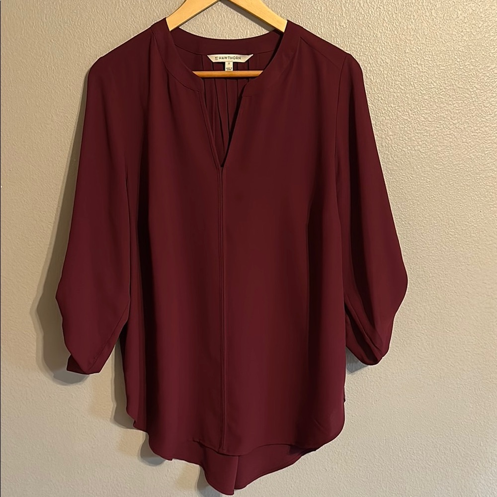 41 Hawthorn Red 3/4 Sleeve Relaxed Blouse